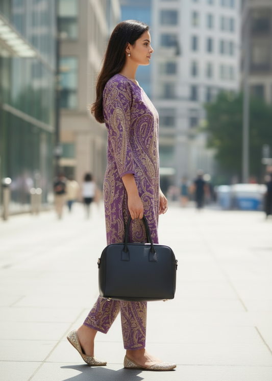 PURPLE KERI COTTON KURTA SET