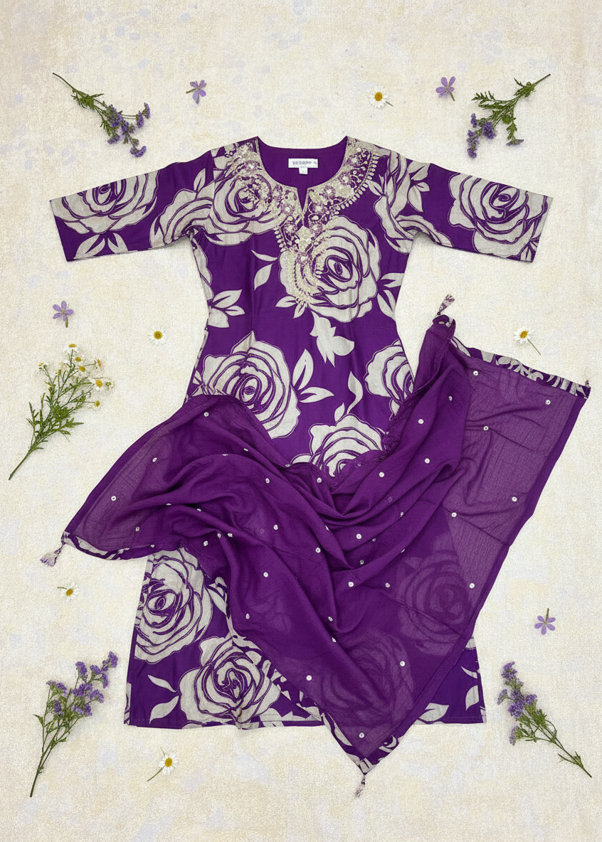 VIOLET HEENA SILK SUIT SET