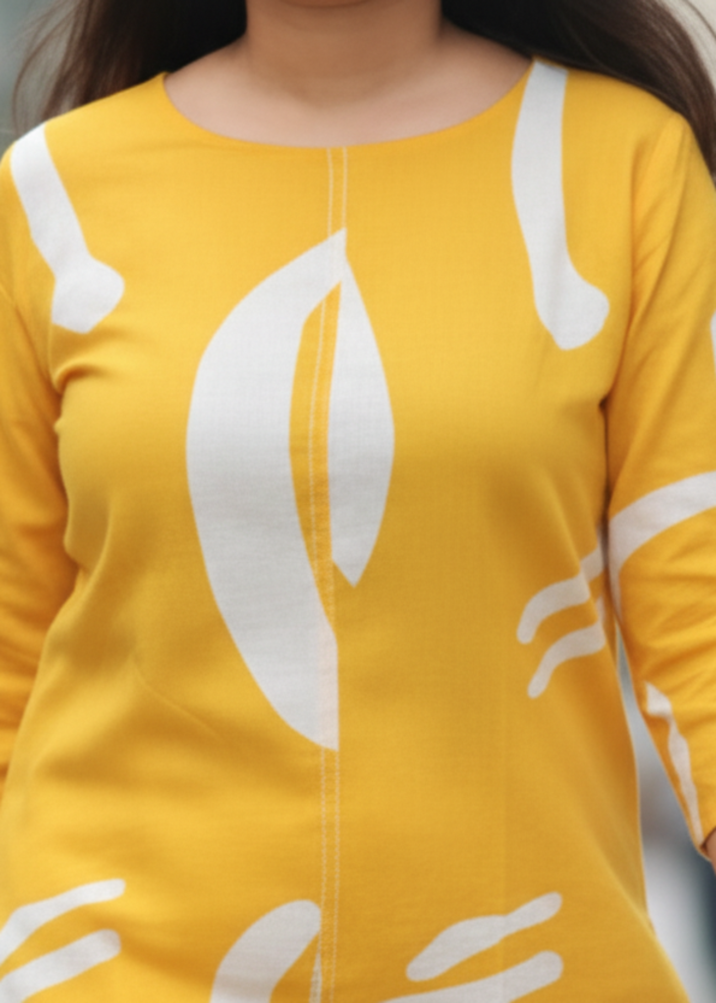 YELLOW ABSTRACT COTTON KURTA SET