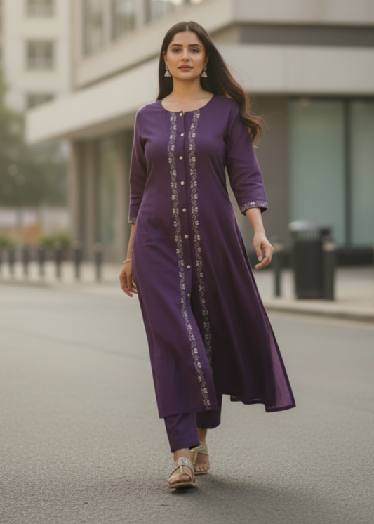 DARK PURPLE KAVERI KURTA SET