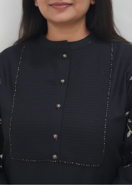 BLACK PINTUCK COTTON KURTA SET