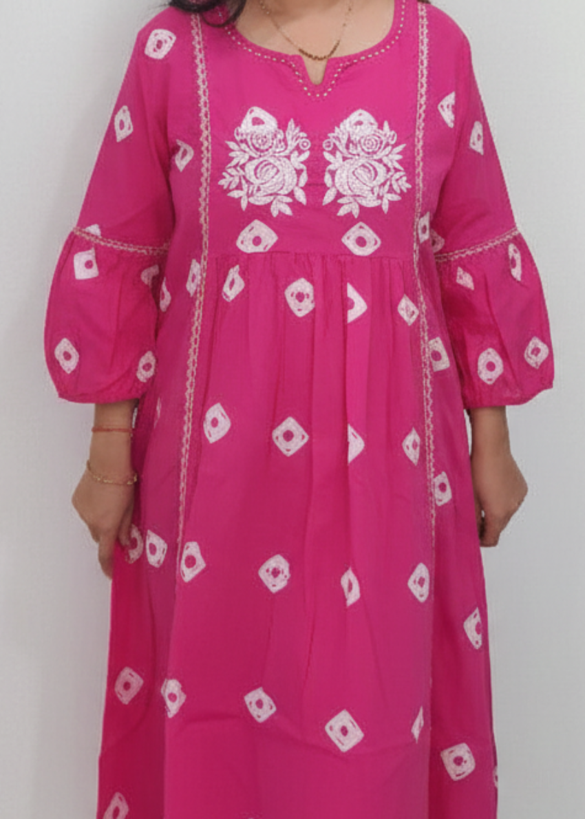 PINK VEDA COTTON KURTA SET
