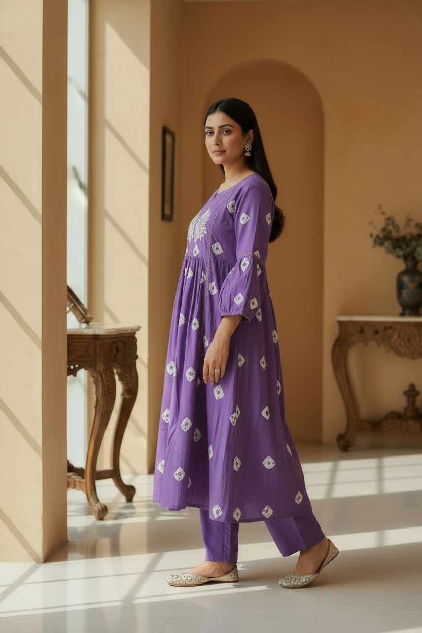 PURPLE VEDA COTTON KURTA SET