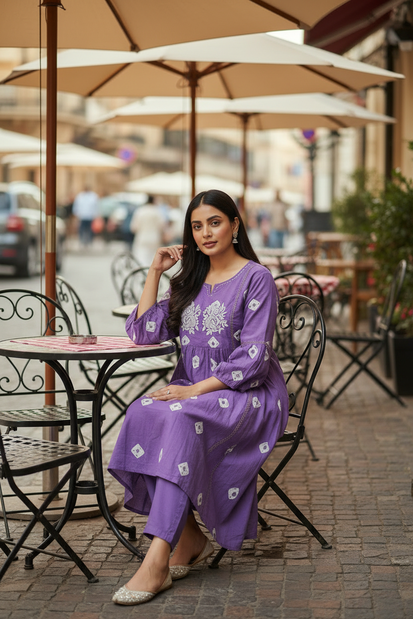 PURPLE VEDA COTTON KURTA SET