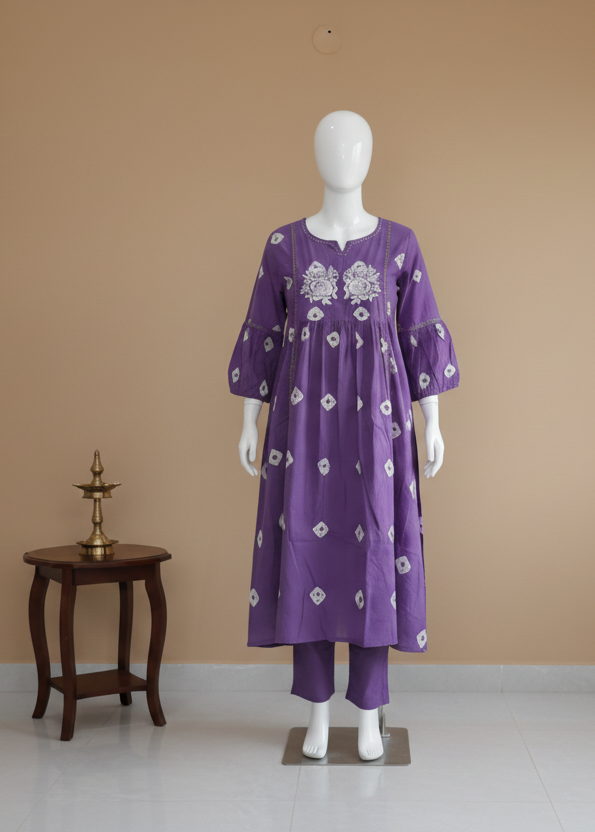 PURPLE VEDA COTTON KURTA SET