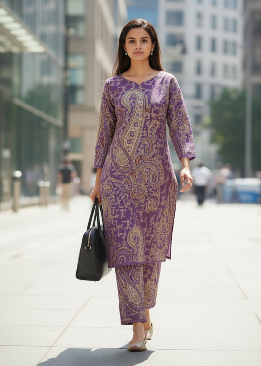 PURPLE KERI COTTON KURTA SET