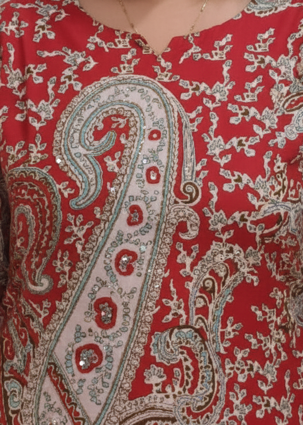 RED KERI COTTON KURTA SET