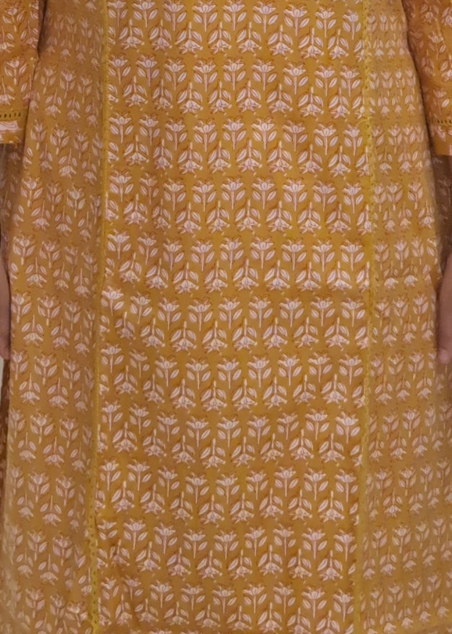 YELLOW FLORAL COTTON KURTA SET