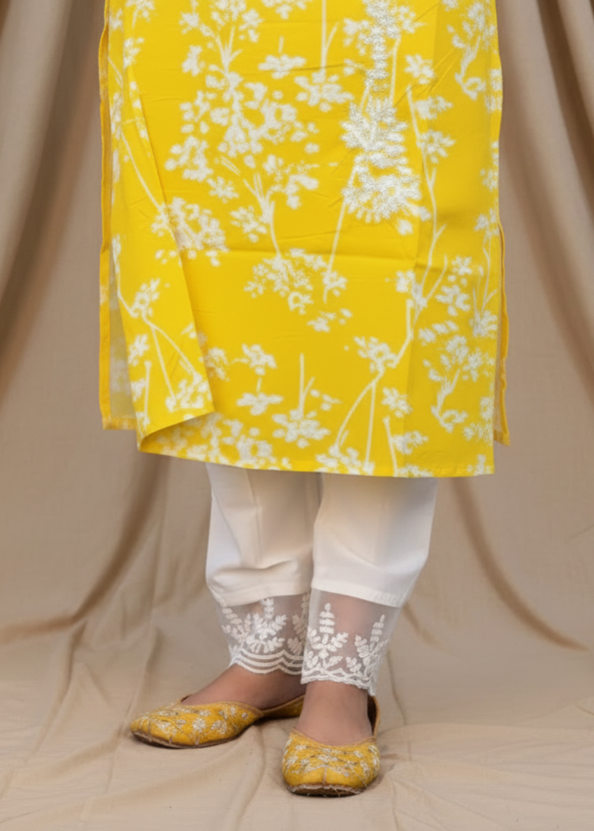 YELLOW NISHI COTTON KURTA SET