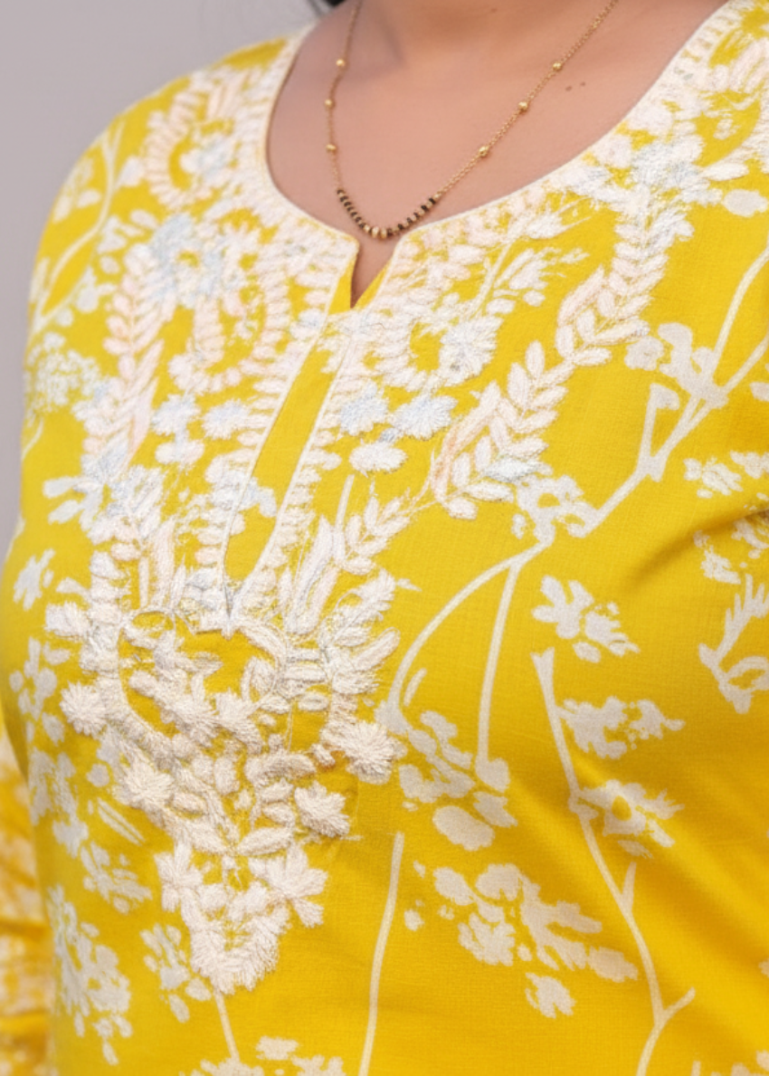 YELLOW NISHI COTTON KURTA SET