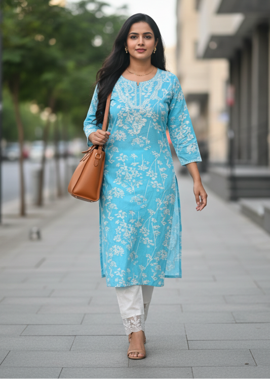 BLUE NISHI COTTON KURTA SET