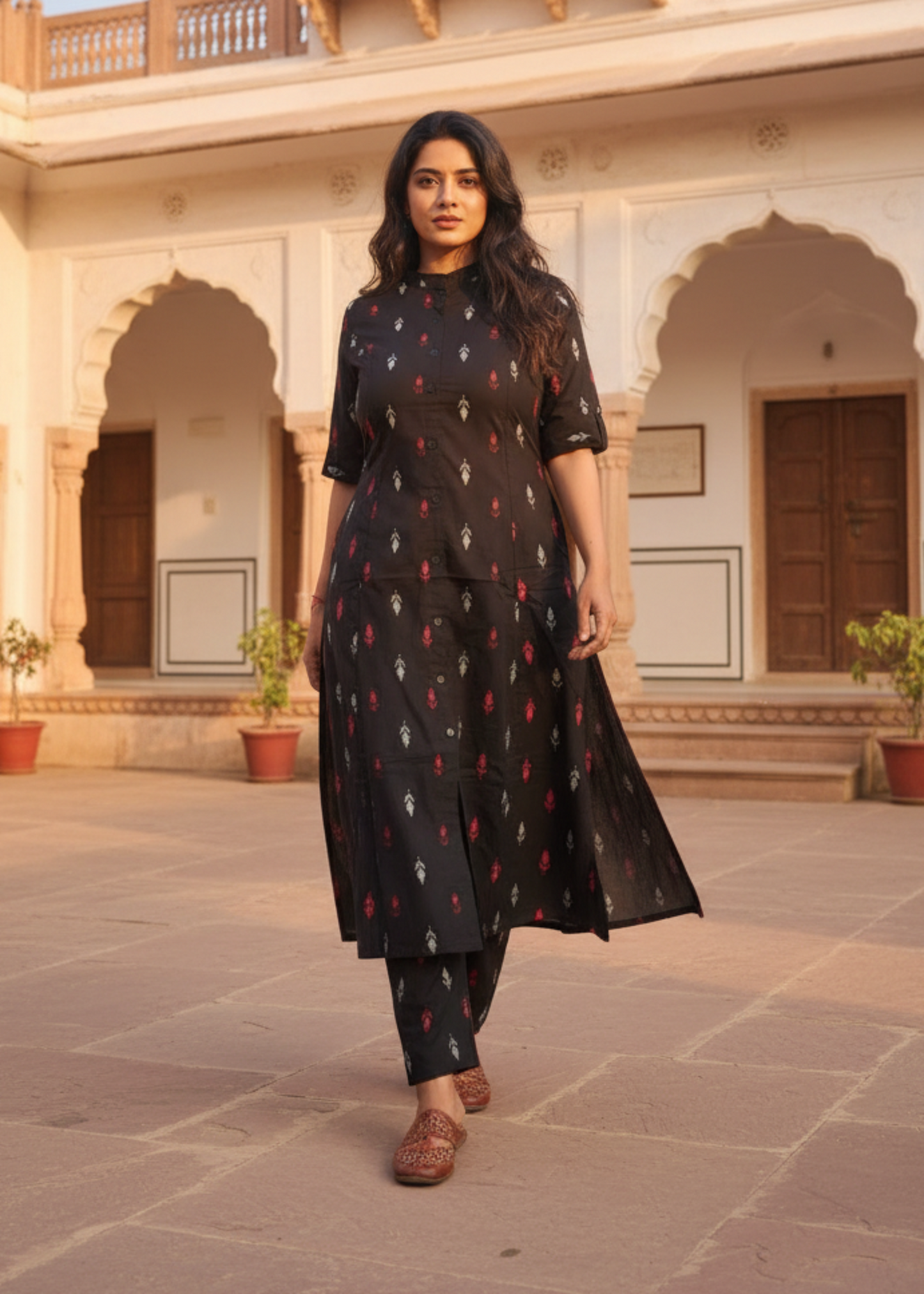 BLACK ARVI A-LINE KURTA SET