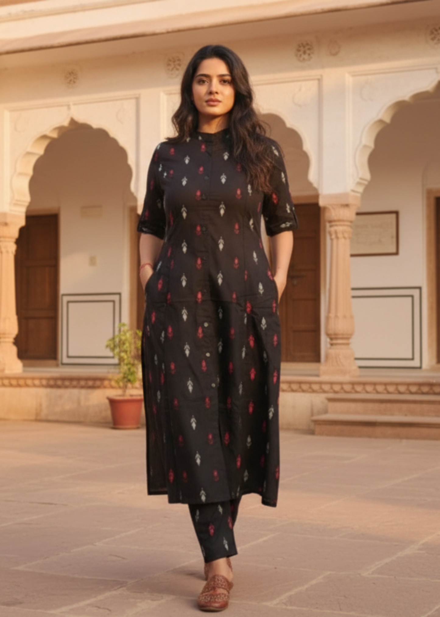 BLACK ARVI A-LINE KURTA SET