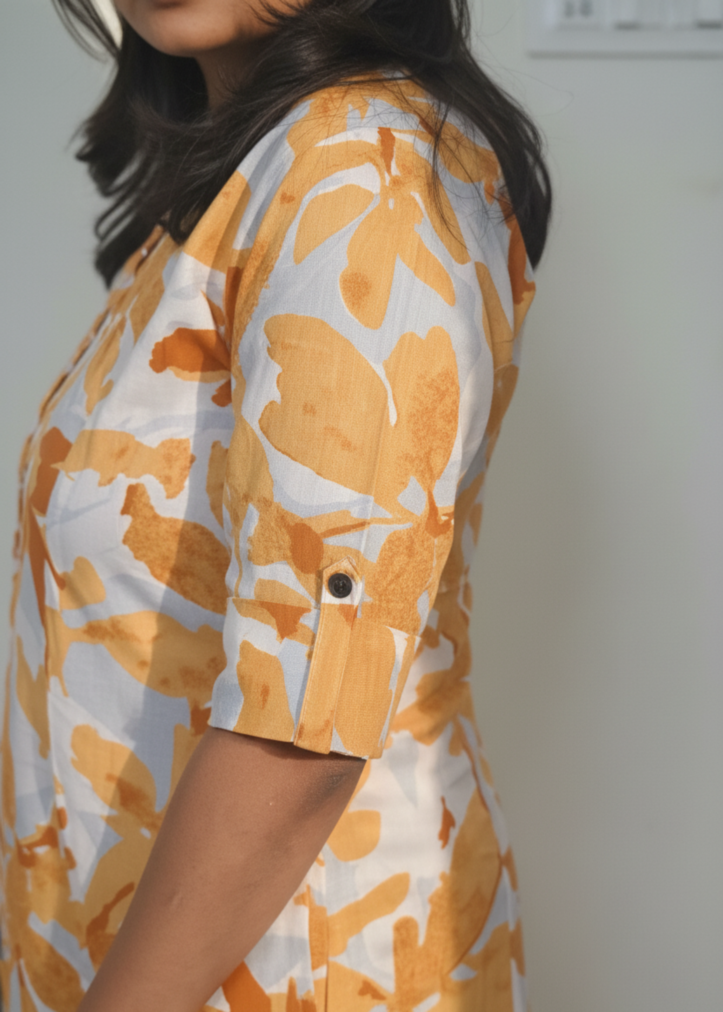 ORANGE FLORAL A-LINE KURTA SET