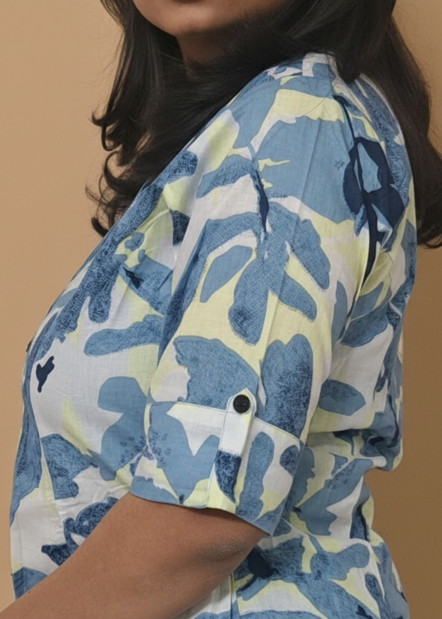 BLUE FLORAL A-LINE KURTA SET