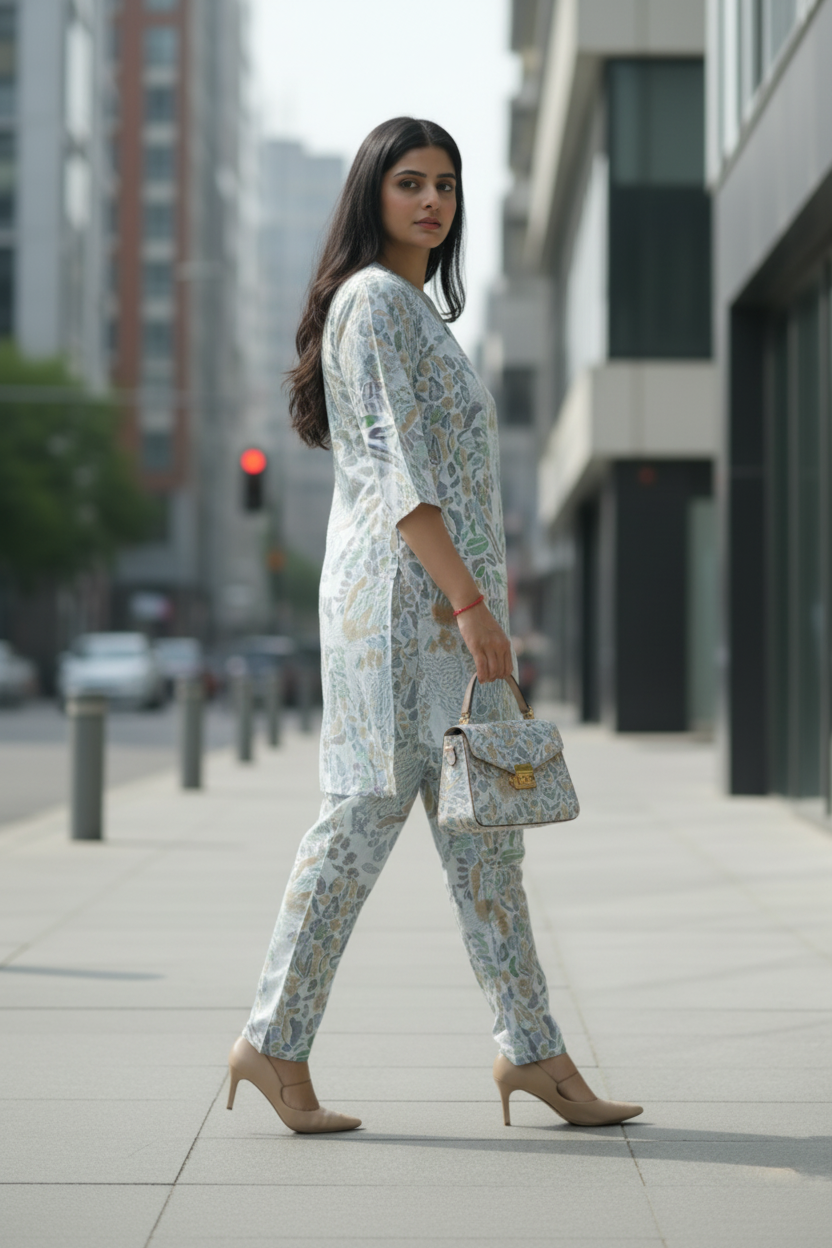 WHITE ZIVA SILK CO-ORD SET