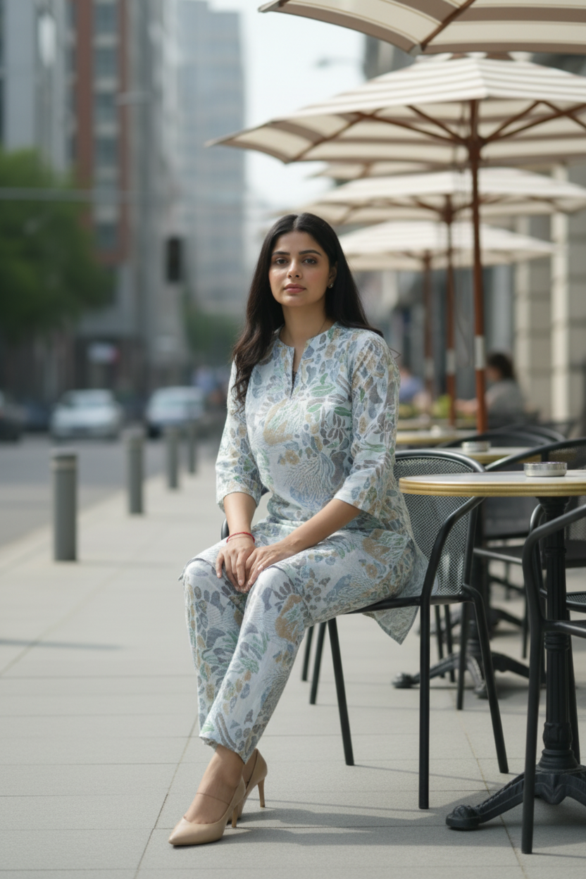 WHITE ZIVA SILK CO-ORD SET