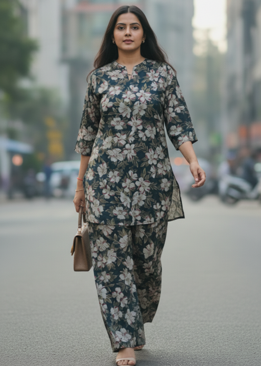 GREEN ZIVA SILK CO-ORD SET