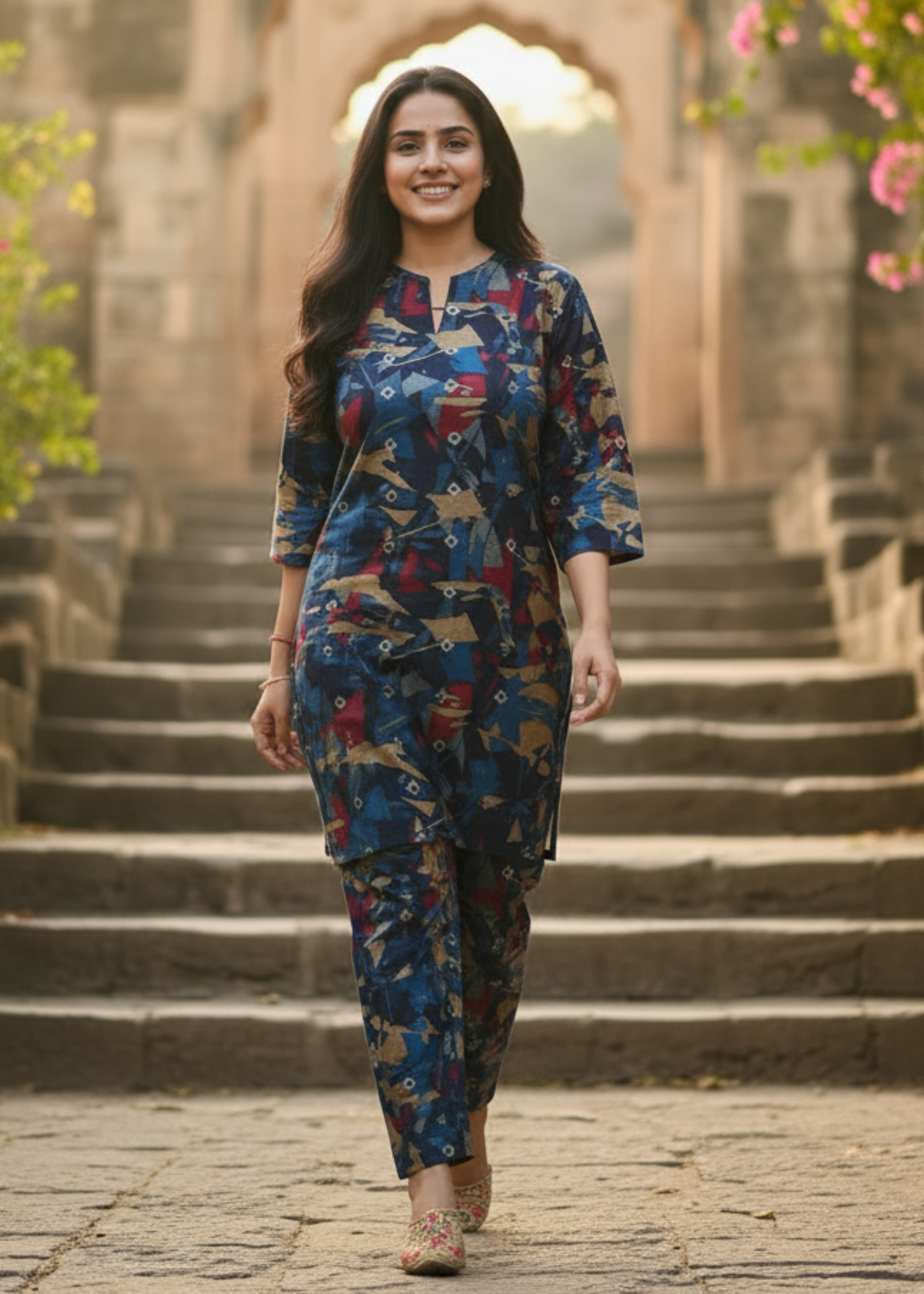 BLUE ZIVA SILK CO-ORD SET