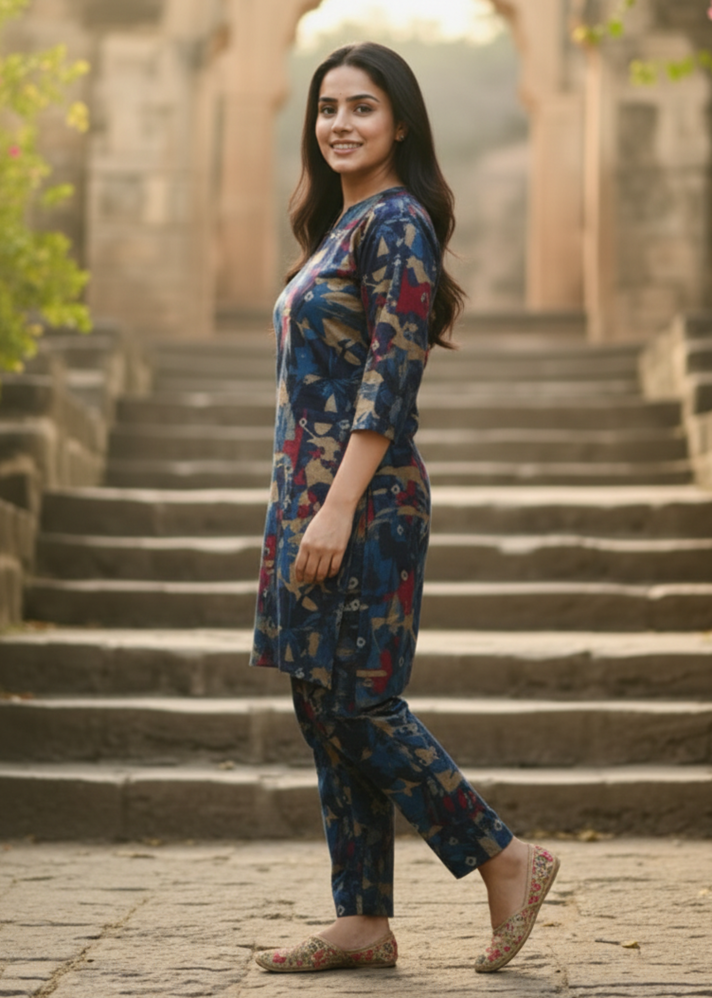 BLUE ZIVA SILK CO-ORD SET