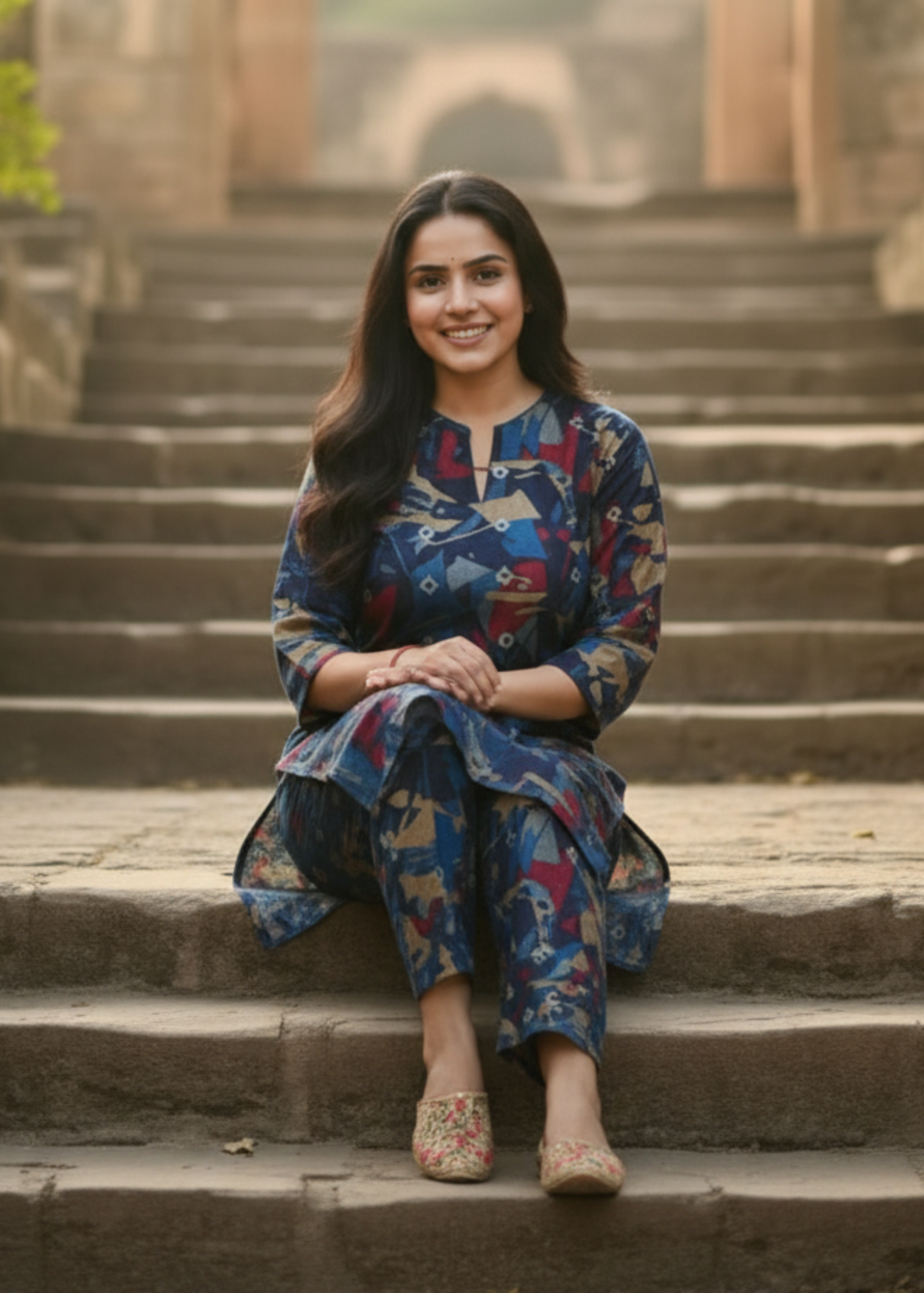 BLUE ZIVA SILK CO-ORD SET