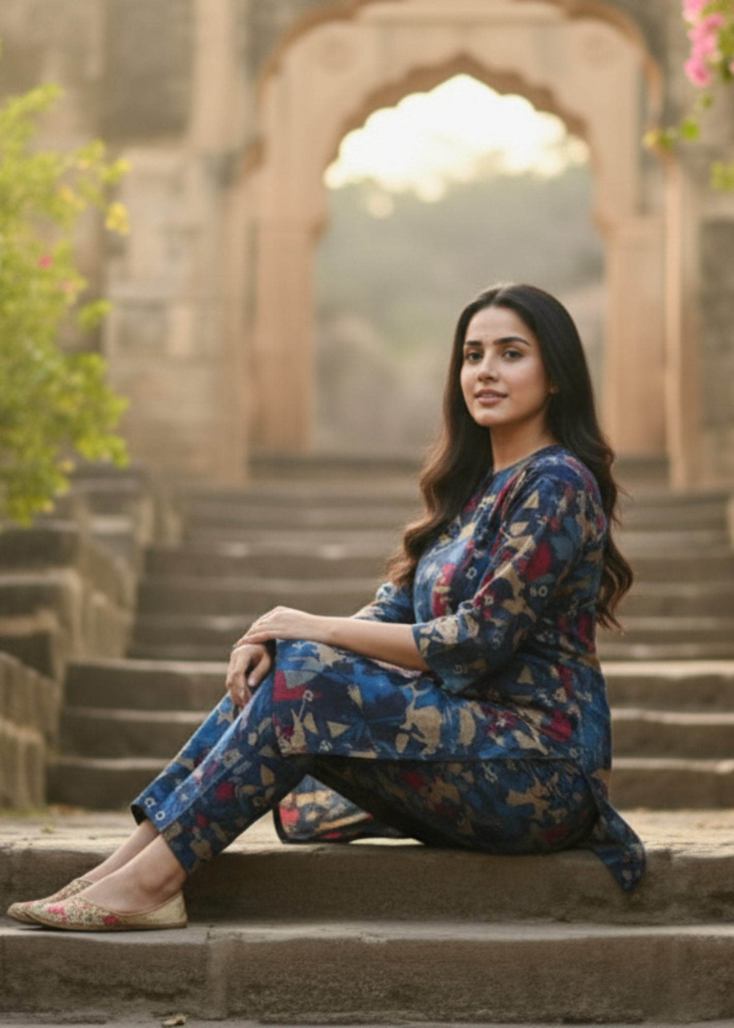 BLUE ZIVA SILK CO-ORD SET