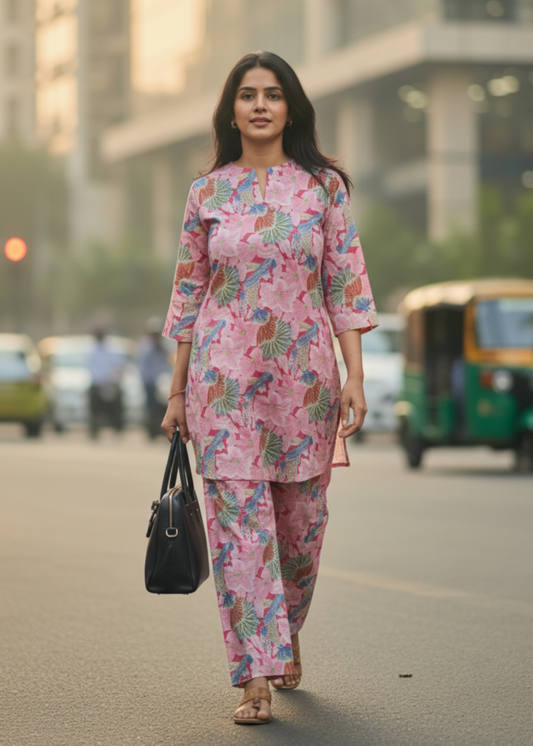 PINK ZIVA SILK CO-ORD SET