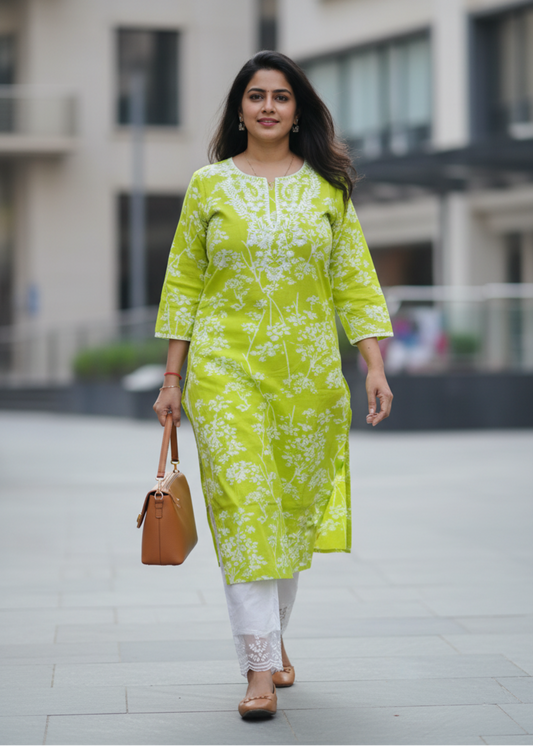 GREEN NISHI COTTON KURTA SET