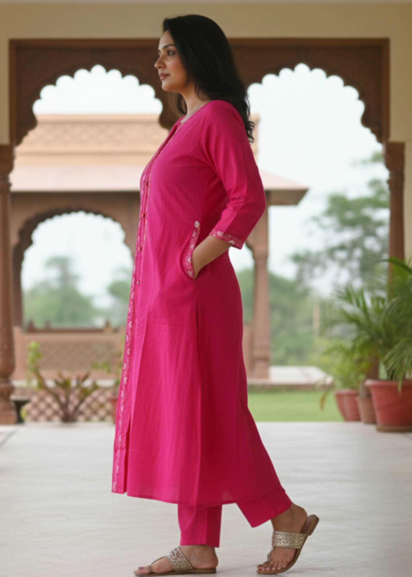 PINK KAVERI COTTON KURTA SET