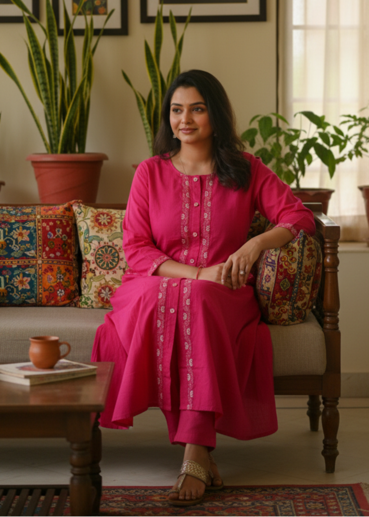 PINK KAVERI COTTON KURTA SET