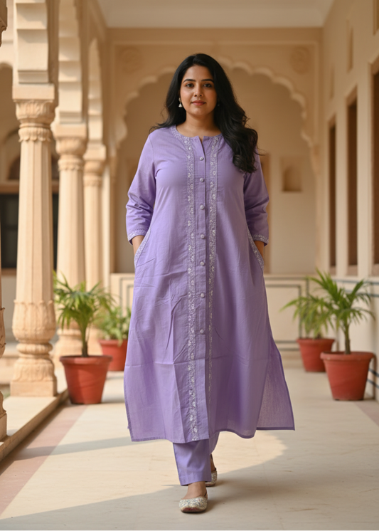 LIGHT PURPLE KAVERI KURTA SET