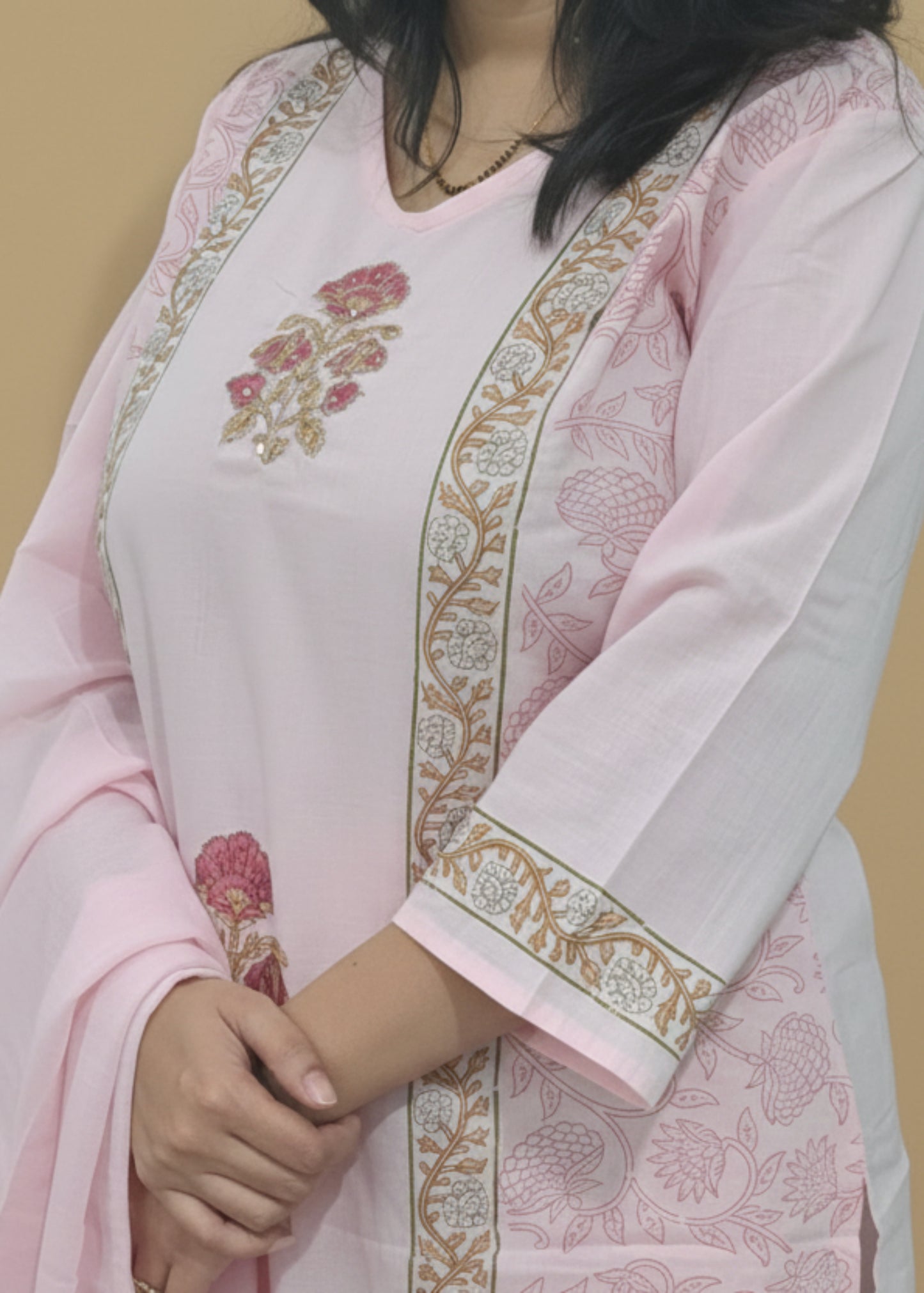 PINK KASHI HANDBLOCK COTTON SUIT SET