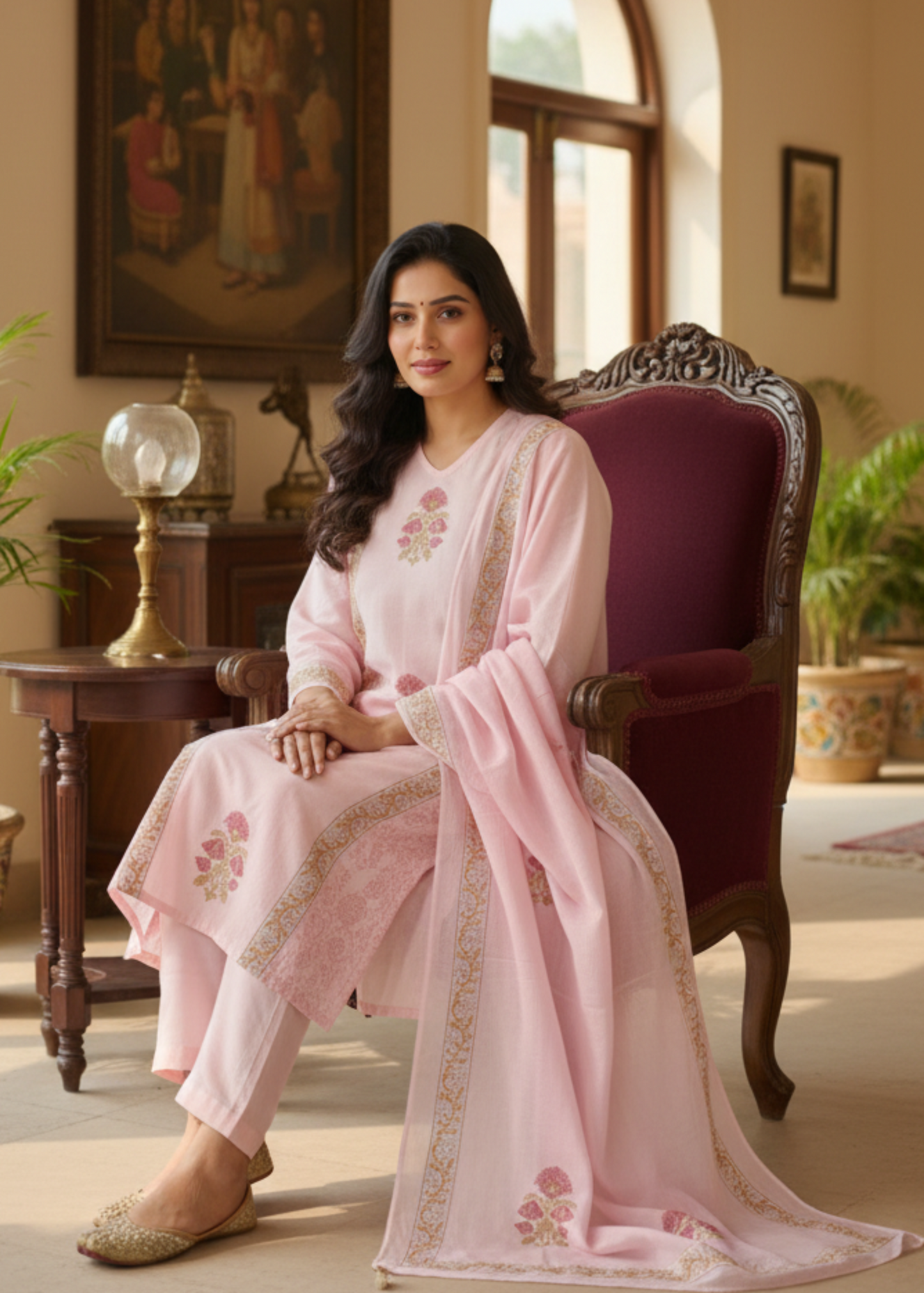 PINK KASHI HANDBLOCK COTTON SUIT SET