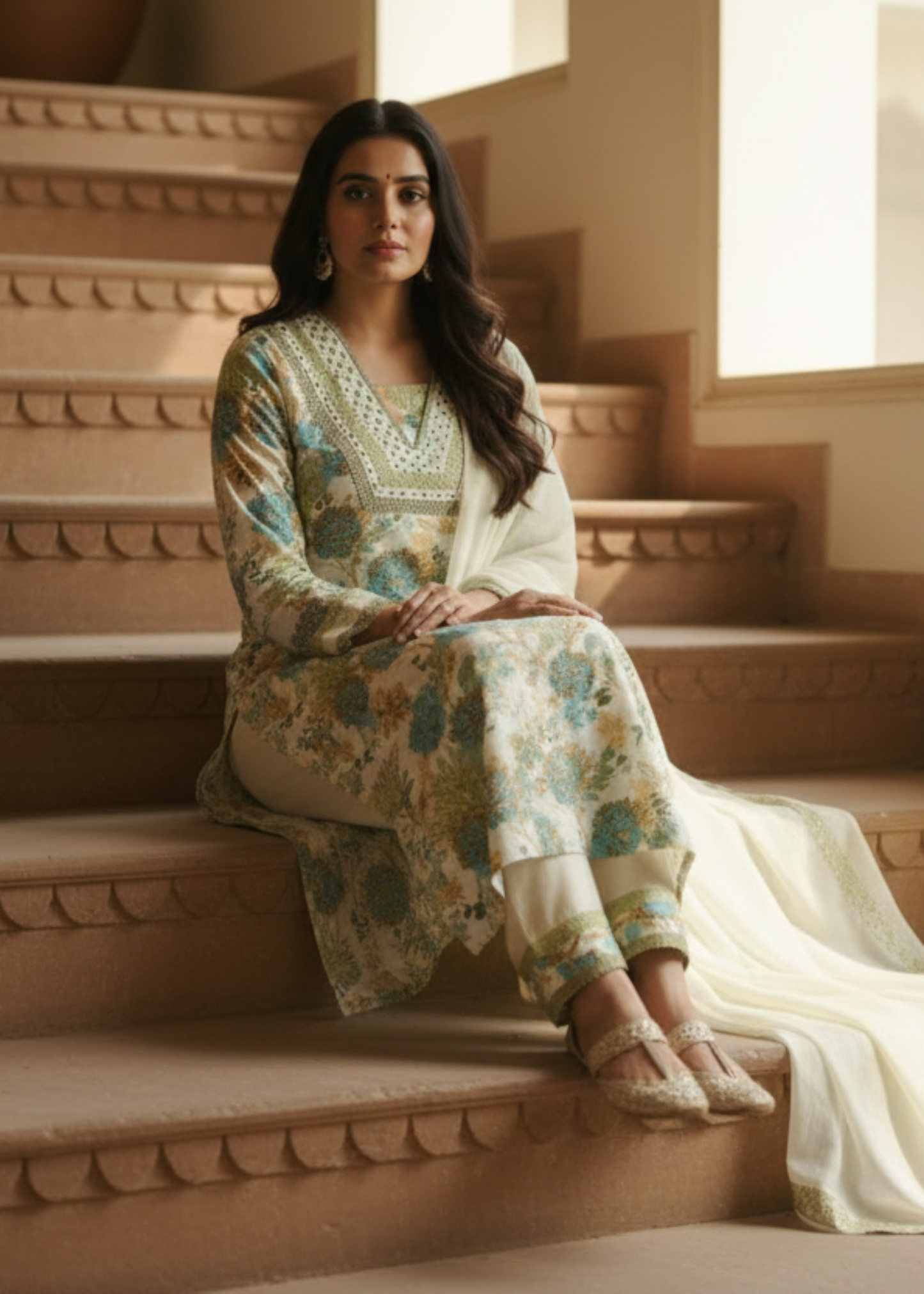 YELLOW FLORAL COTTON SUIT SET