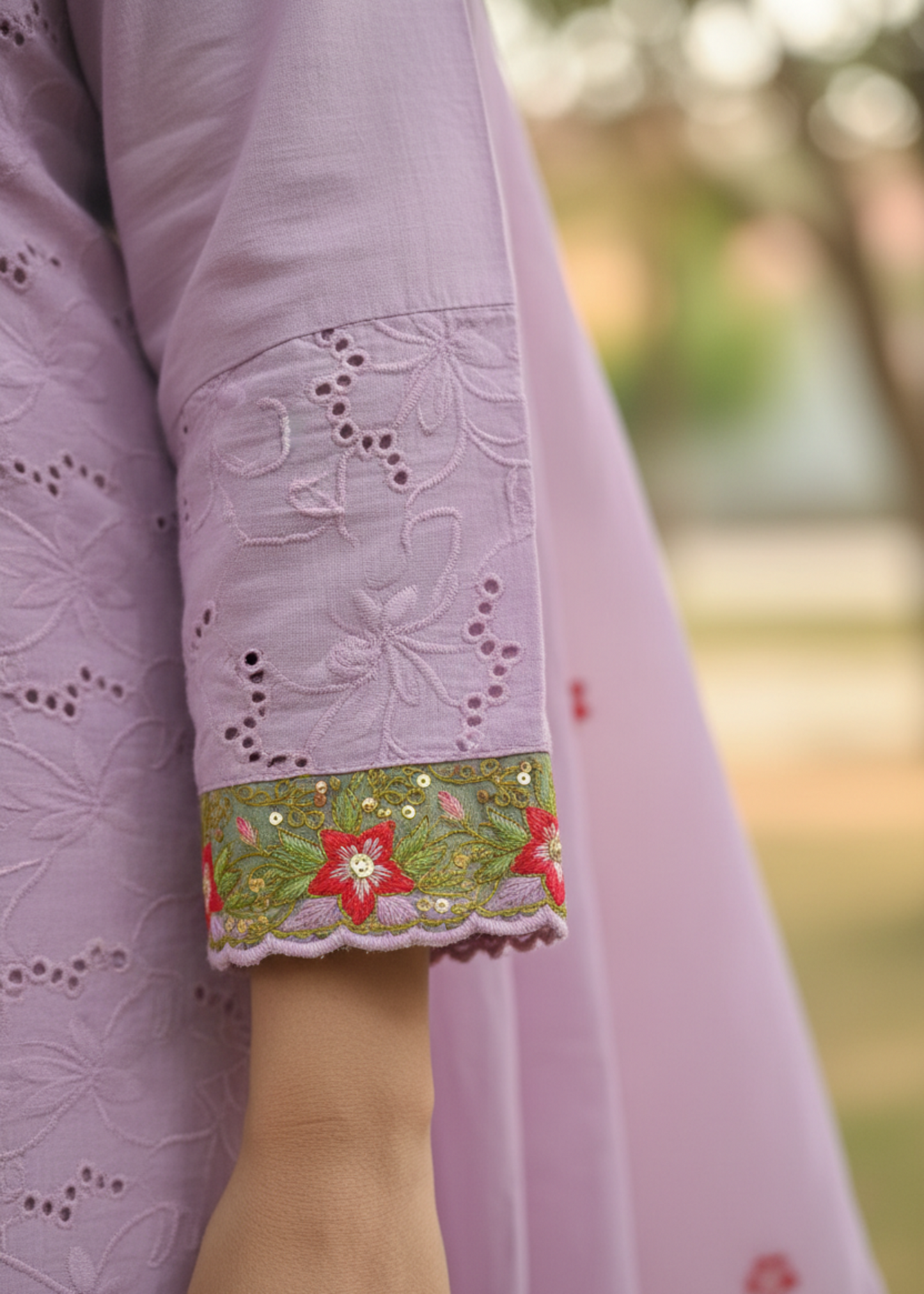 PURPLE DHANI COTTON SCHIFFLI SUIT