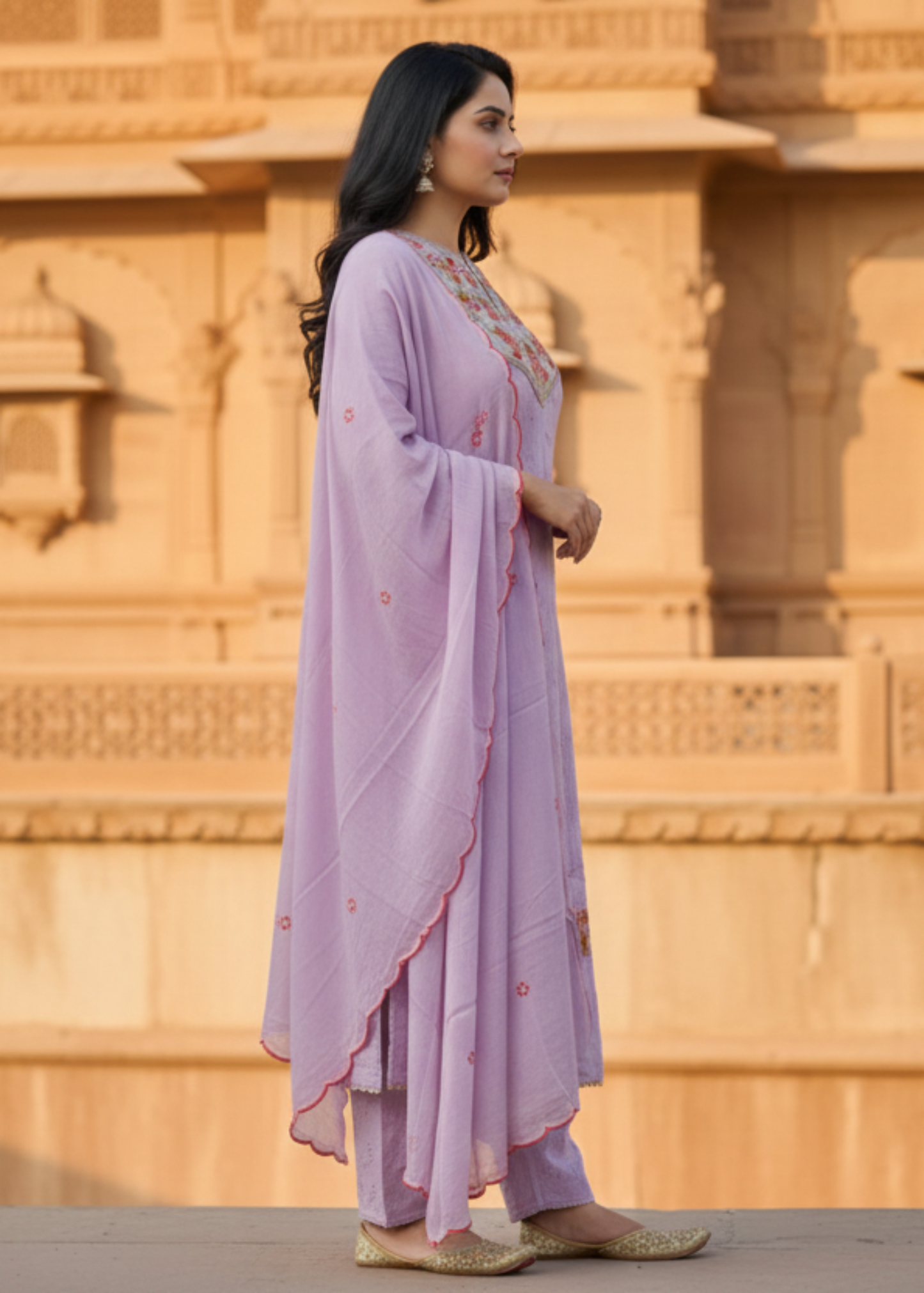 PURPLE DHANI COTTON SCHIFFLI SUIT