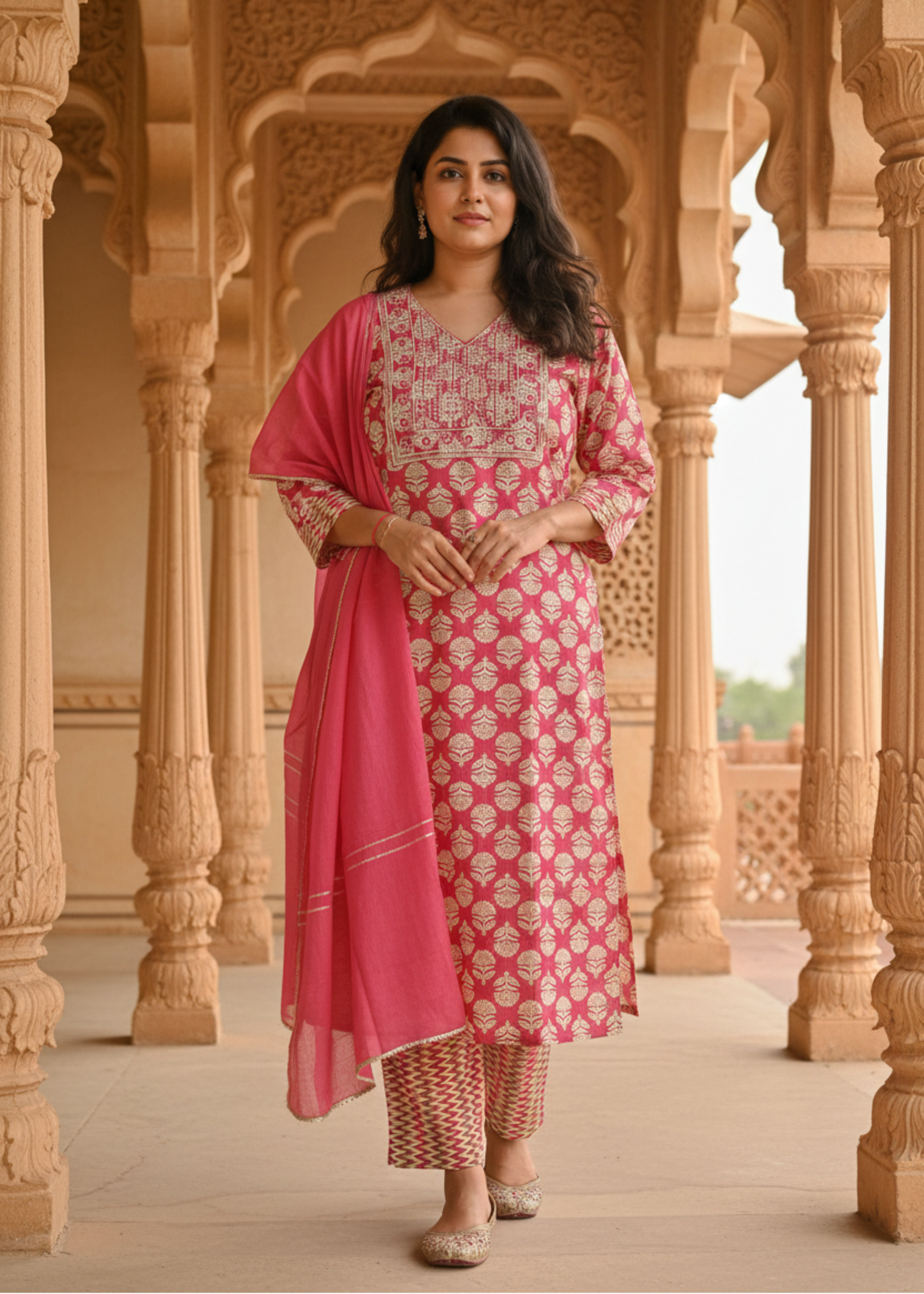 RED MAHIMA COTTON SUIT SET