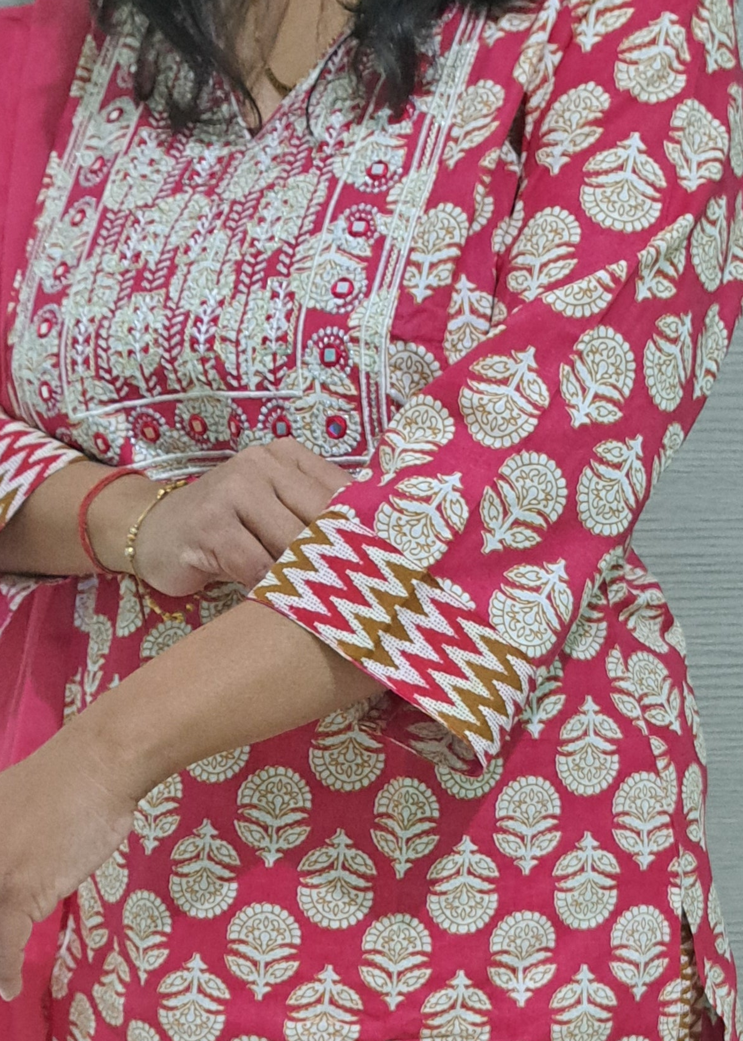 RED MAHIMA COTTON SUIT SET