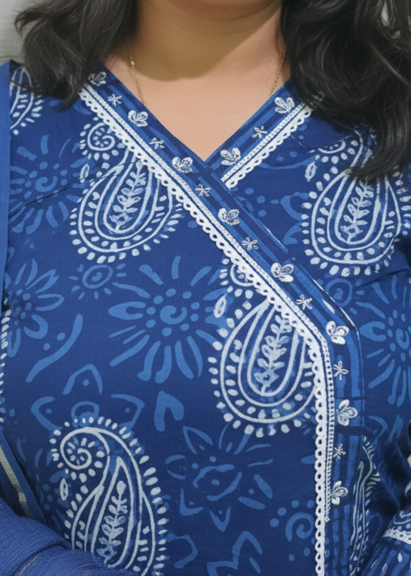 NAVY BLUE KRISHA ANARKALI COTTON SUIT SET