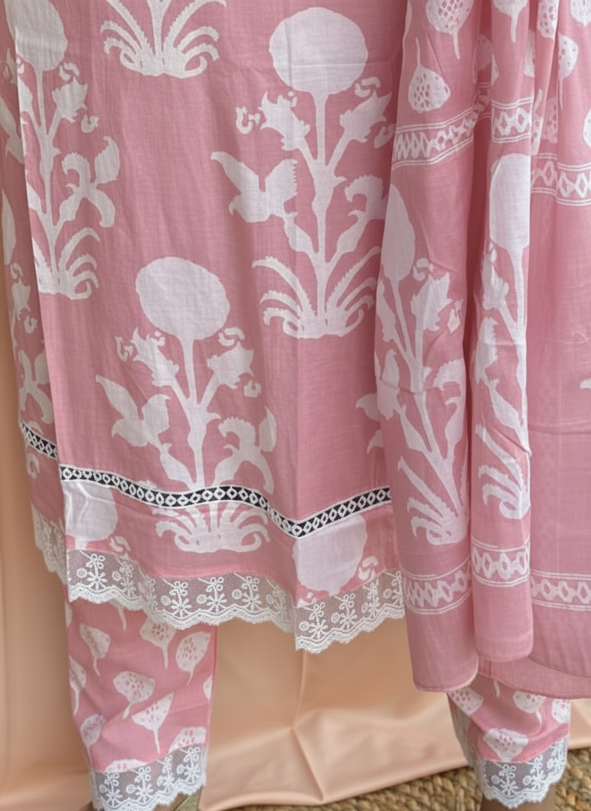 LIGHT PINK GARIMA COTTON SUIT SET