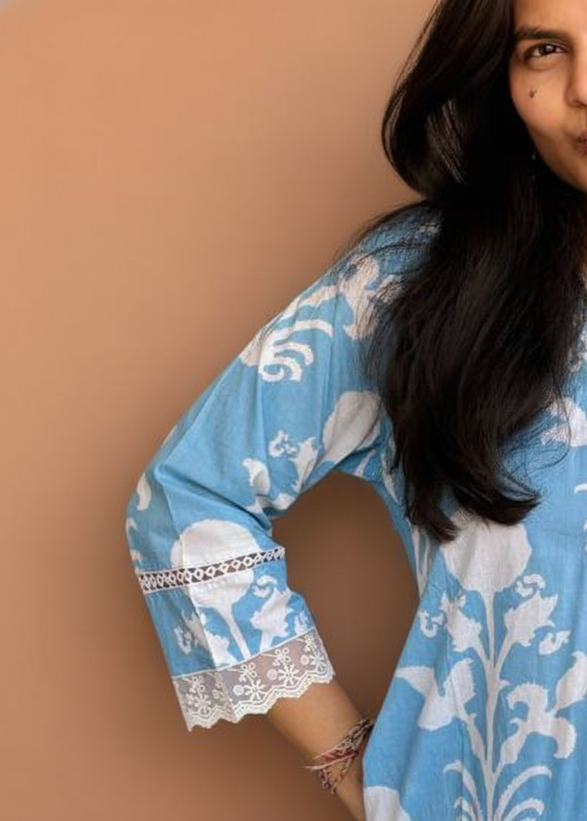 BLUE GARIMA COTTON SUIT SET