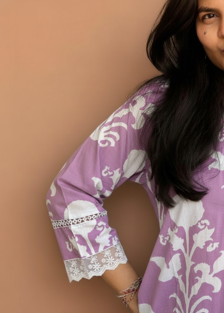 PURPLE GARIMA COTTON SUIT SET