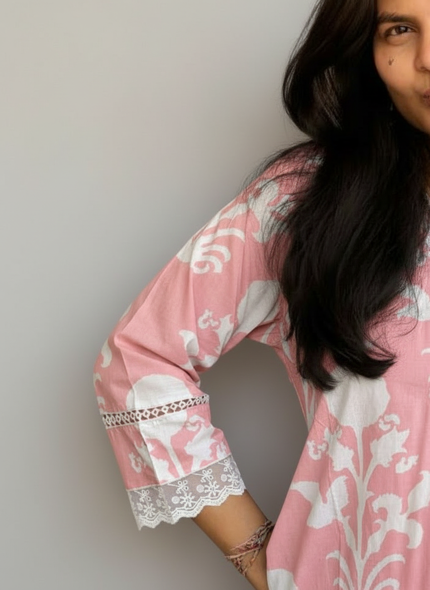 LIGHT PINK GARIMA COTTON SUIT SET