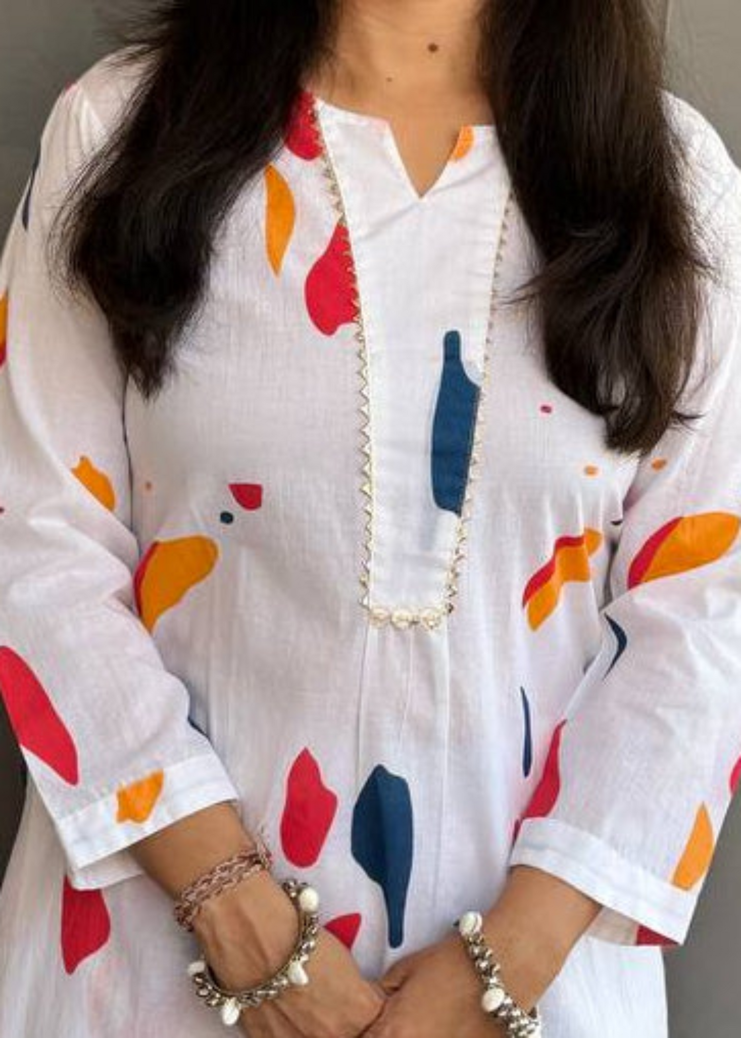 WHITE COTTON KURTA SET