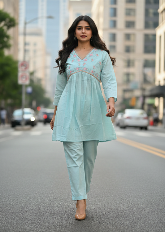 BLUE NAIRA COTTON CO-ORD SET