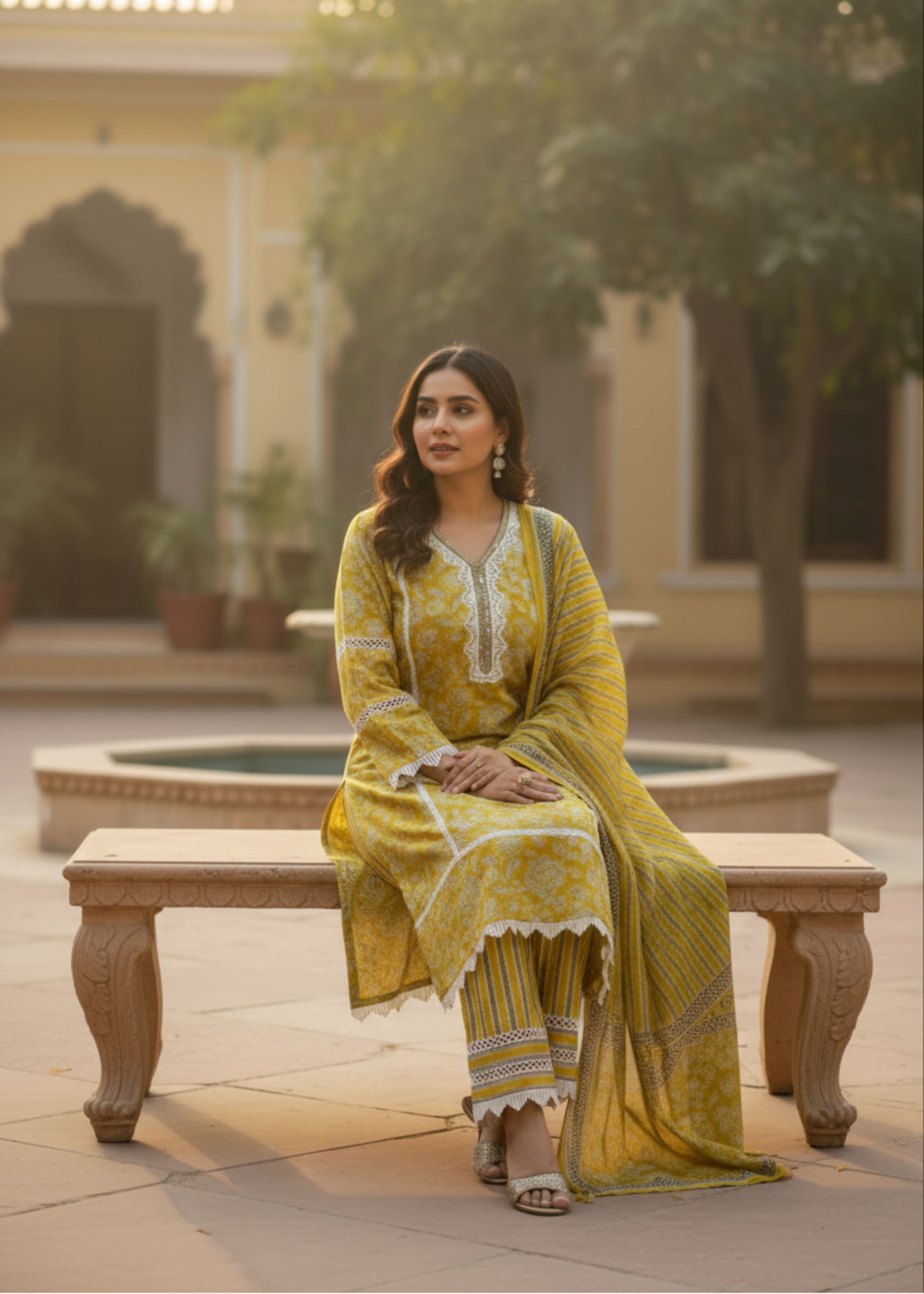 YELLOW SHAMINA COTTON SUIT SET