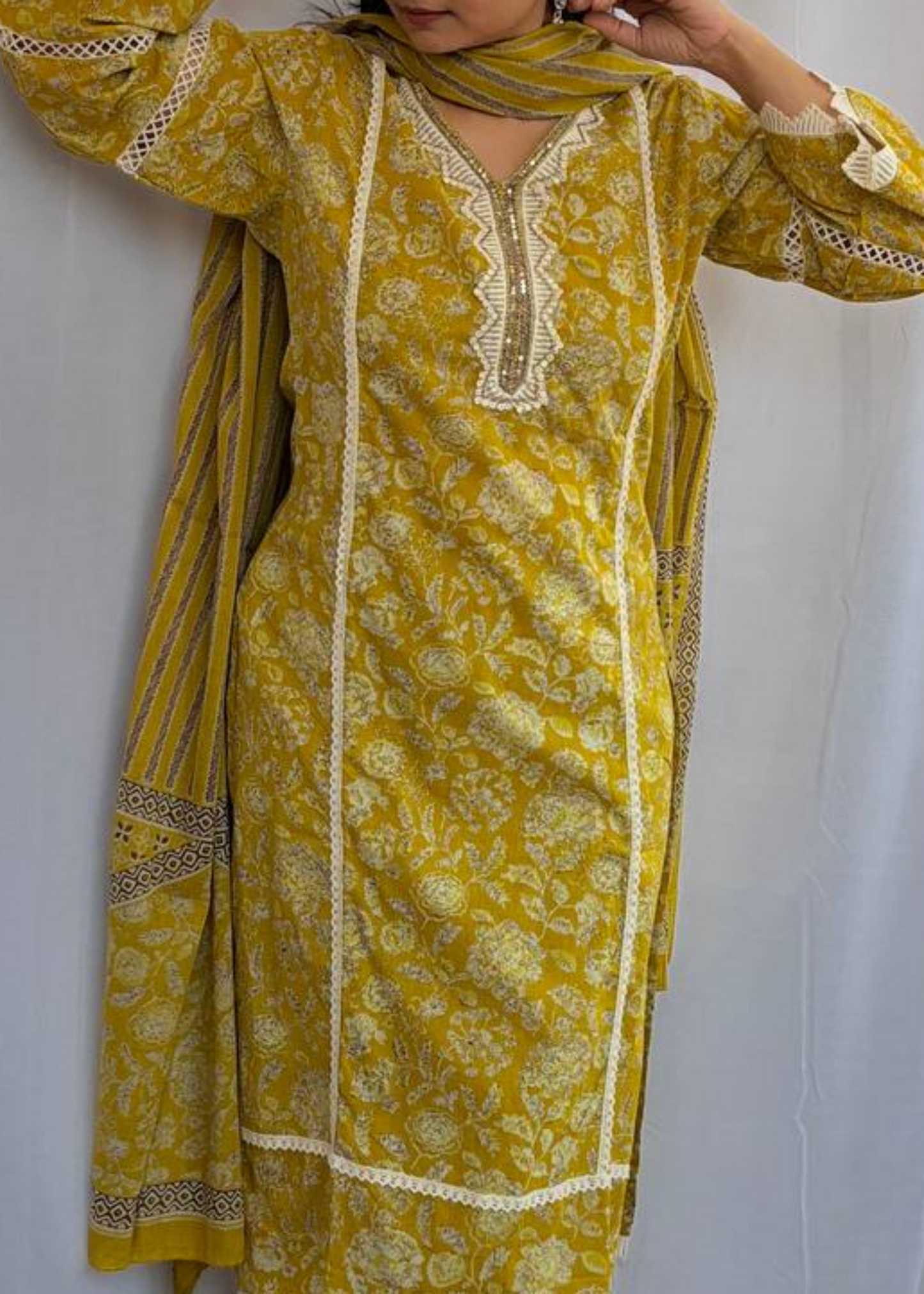 YELLOW SHAMINA COTTON SUIT SET
