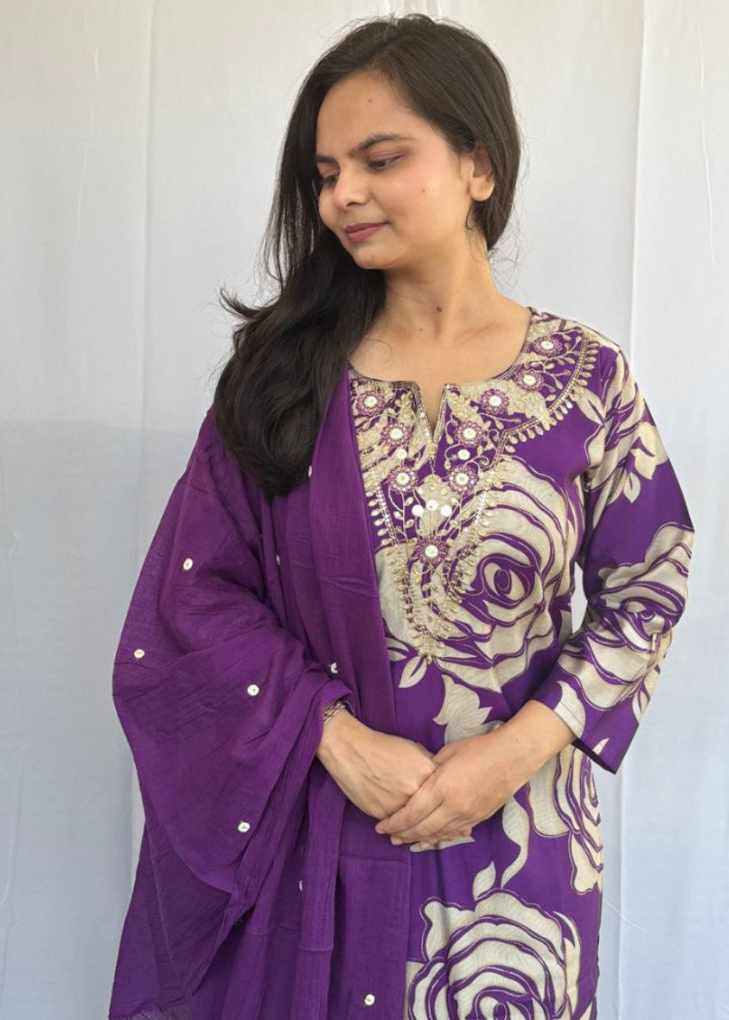 VIOLET HEENA SILK SUIT SET