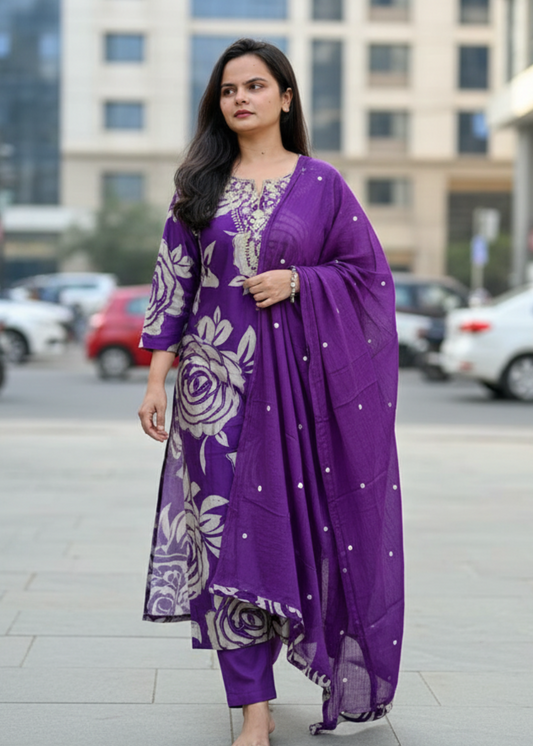 VIOLET HEENA SILK SUIT SET