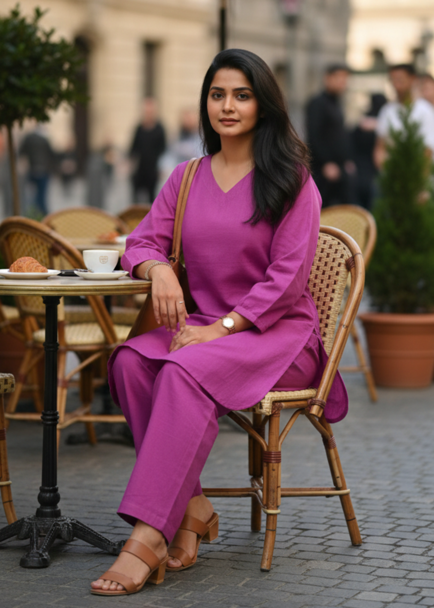 PURPLE ANIKA SLUB COTTON CO-ORD SET